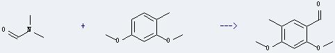 Benzaldehyde,2,4-dimethoxy-5-methyl- can be prepared by 2,4-dimethoxy-toluene with N,N-dimethyl-formamide.